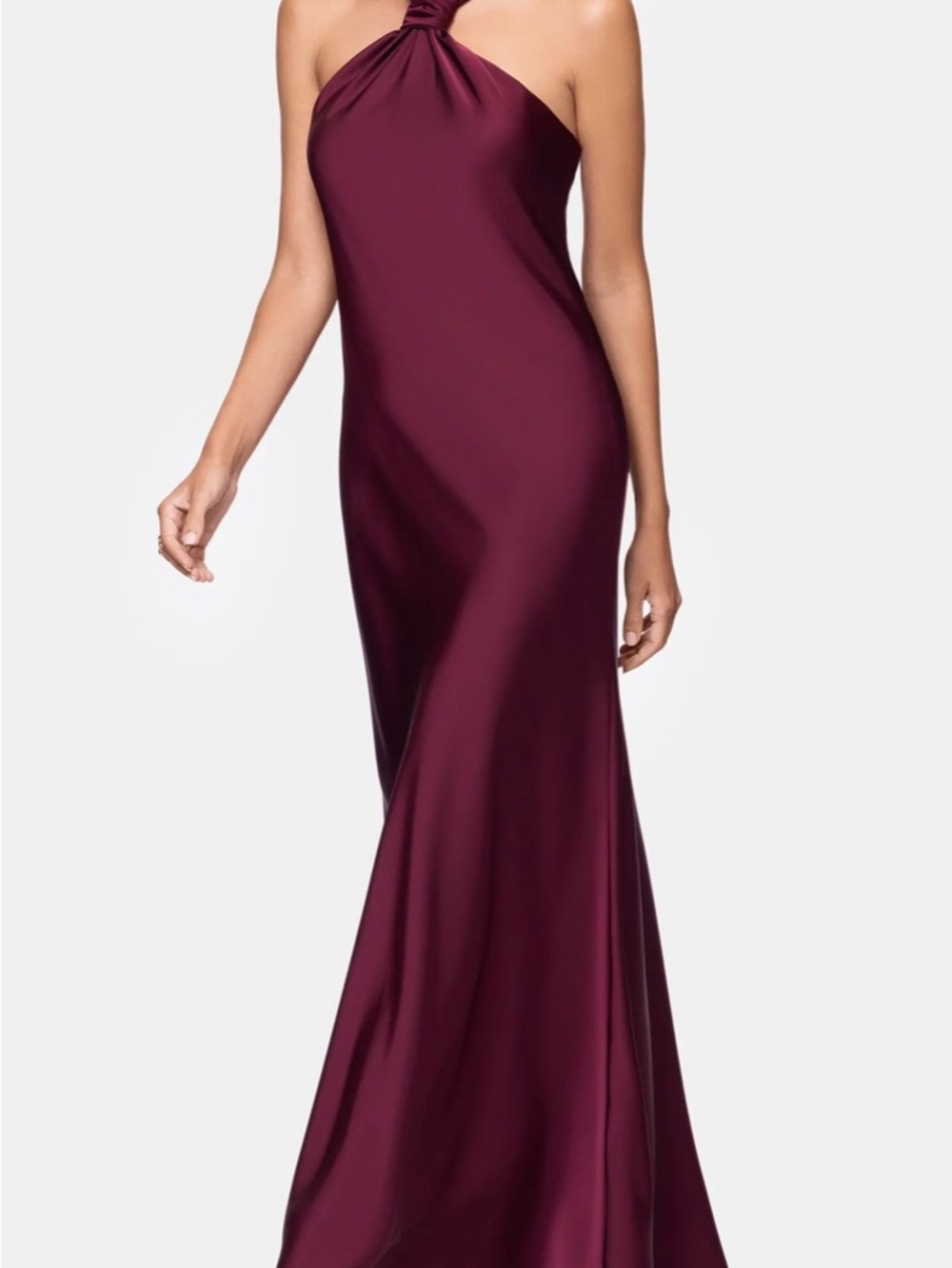 Elegant Halter Burgundy Evening Gown
